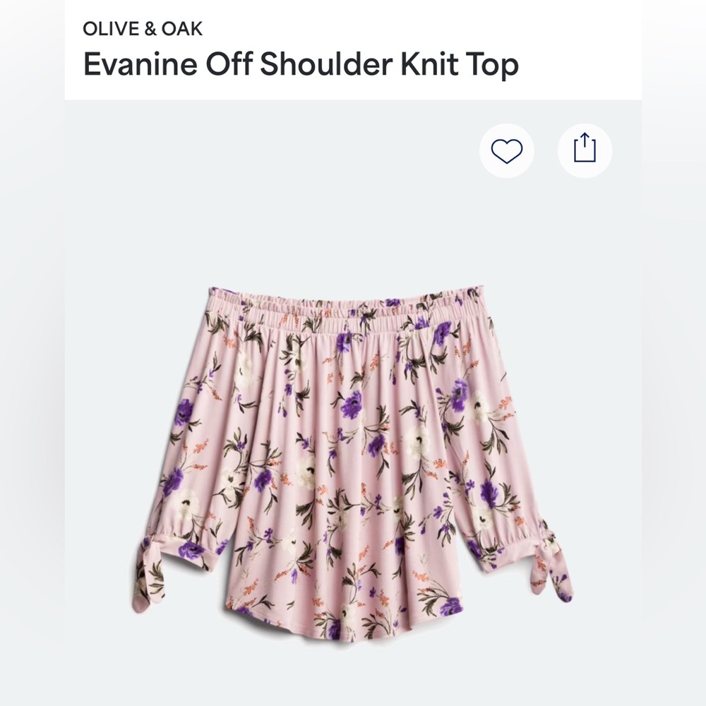 Olive + Oak. Evanine Off Shoulder Knit Top. 3/4 sleeve. Size XS.